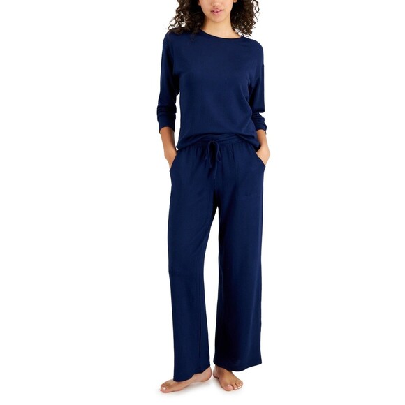 Jenni Women's Cozy Pajama Set, Created for Macy's, Navy Sail, M - Picture 1 of 1